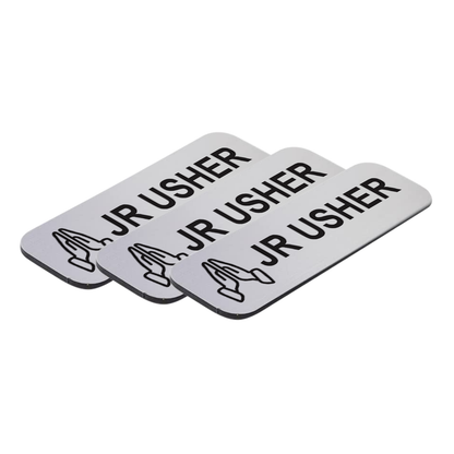 Jr Usher 1 x 3" Name Tag/Badge, Praying Hands (3 Pack)