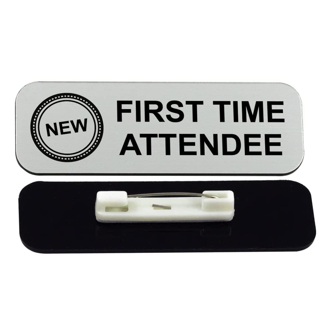 First Time Attendee 1 x 3" Name Tag/Badge, (3 Pack)