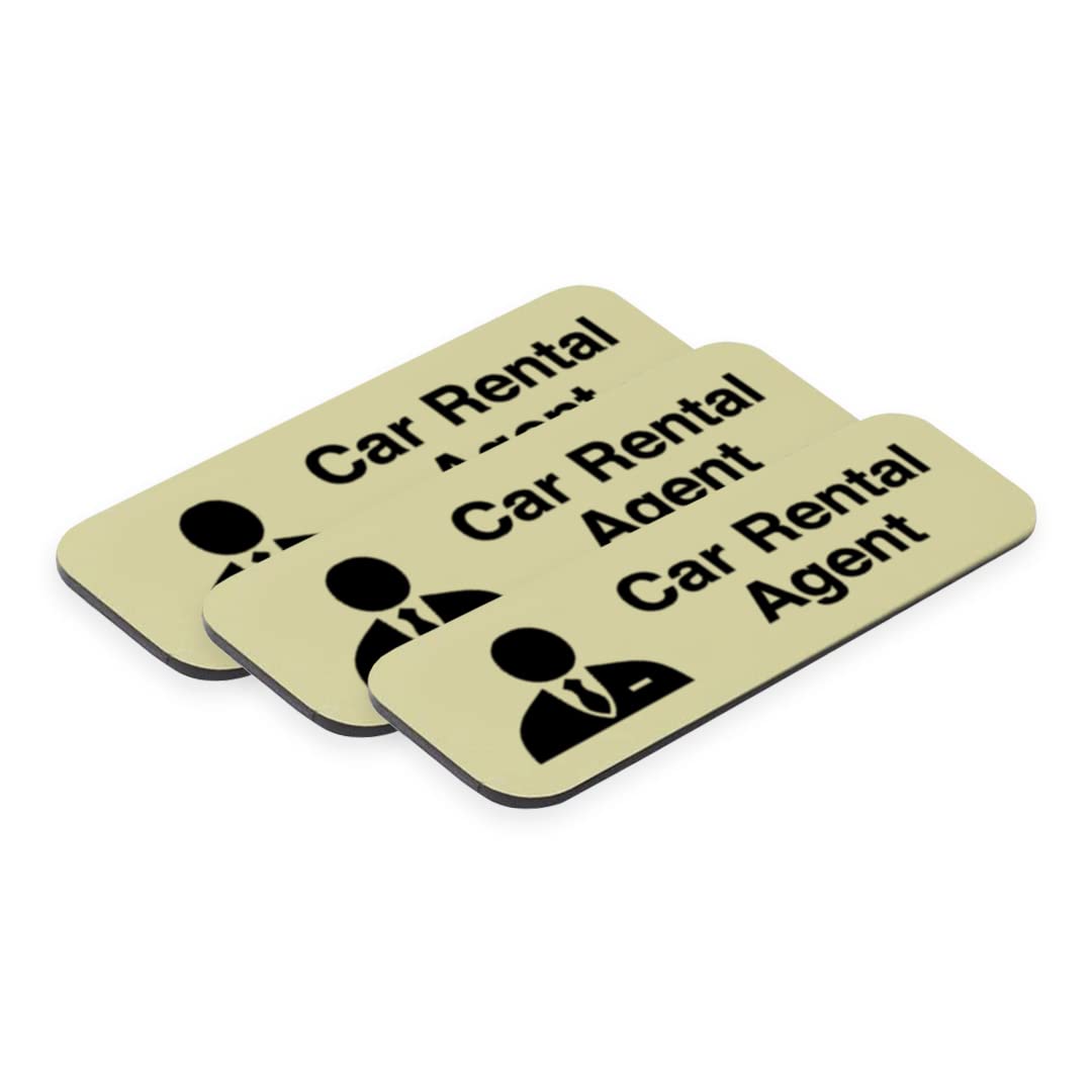 Signs ByLITA Car Rental Agent Graphic 1 x 3" Name Tag/Badge, (3 Pack)