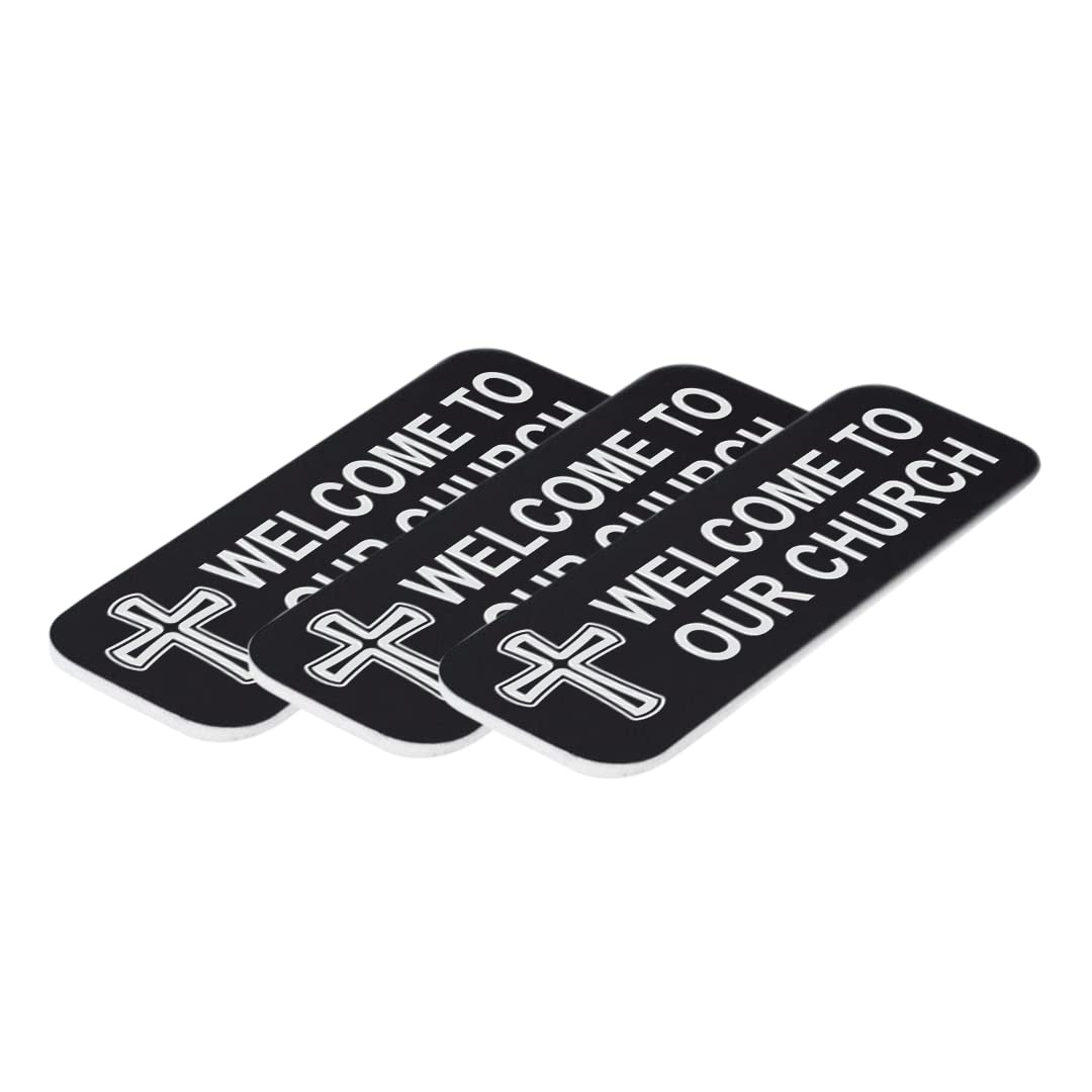 Welcome To Our Church, Cross Design, 1 x 3" Name Tag/Badge, (3 Pack)