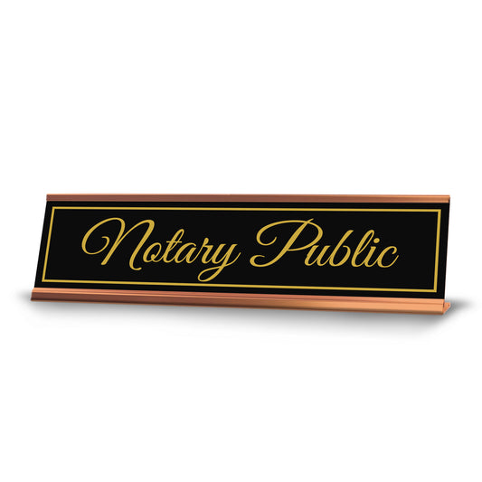 Notary Public Gold Frame Desk Sign - Office Desk Sign