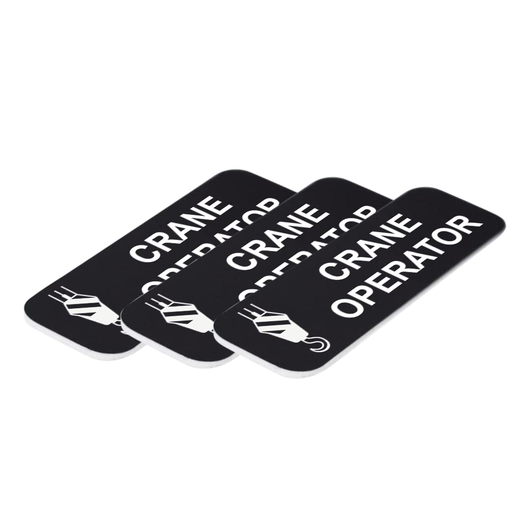 Crane Operator 1 x 3" Name Tag/Badge, (3 Pack)
