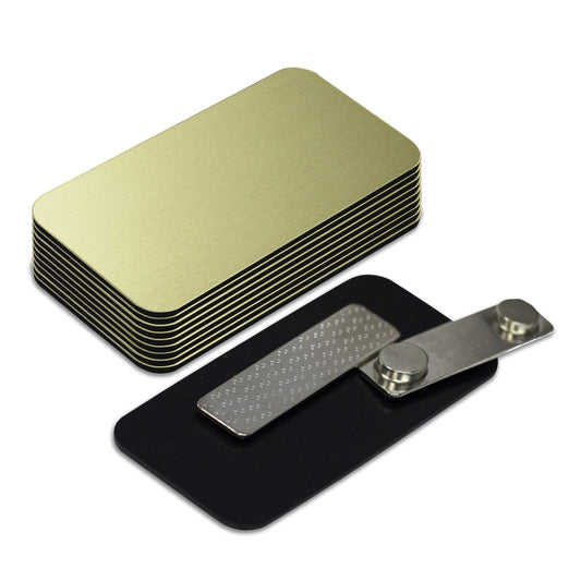 Plastic Blank Name Badge (Brushed Gold)