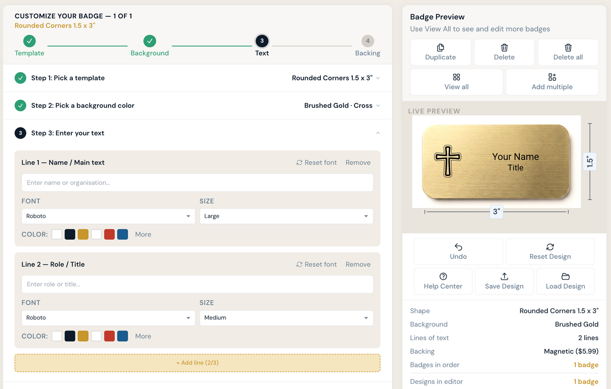 Badge design tool preview