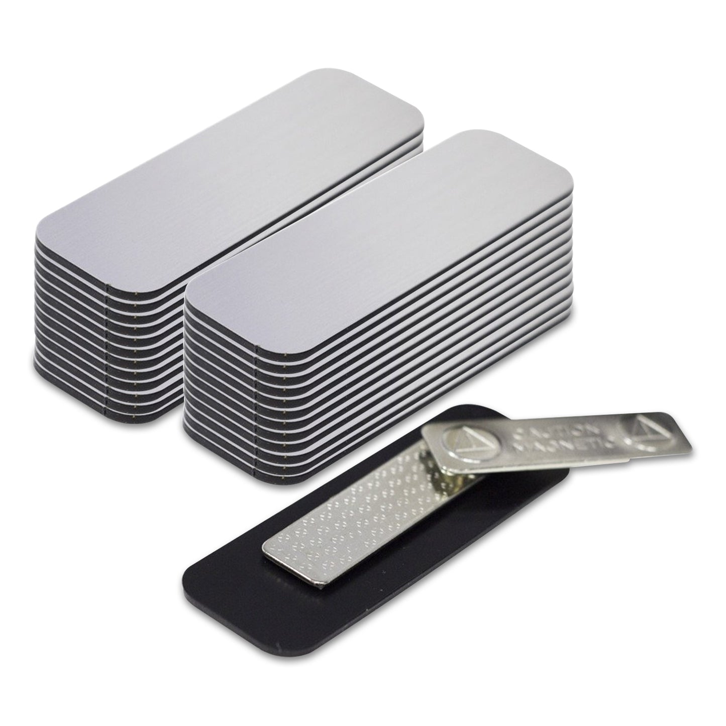 Plastic Blank Name Badge (Brushed Silver)