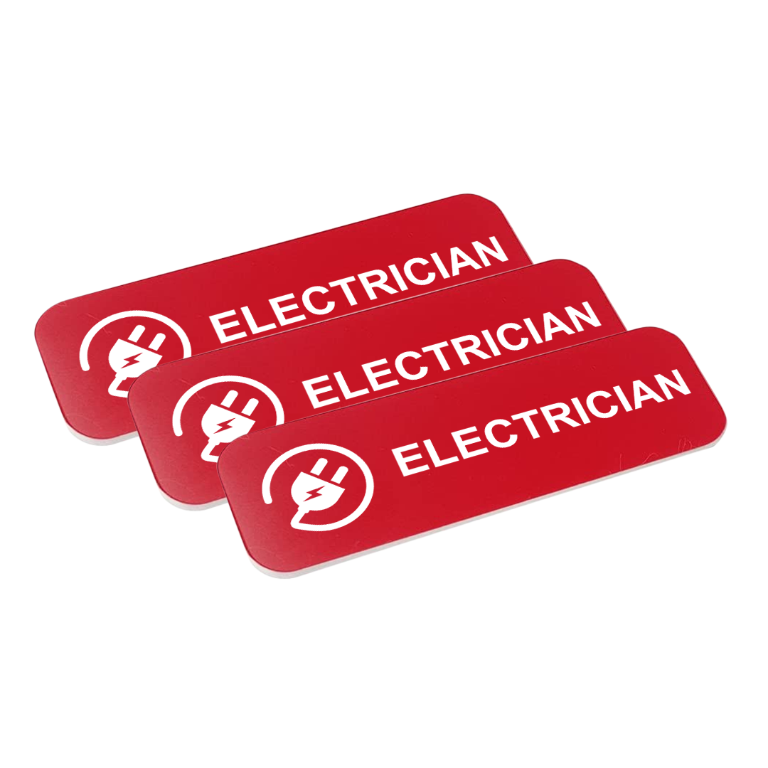 Electrician 1" x 3" Name Tag/Badge, (3 Pack)