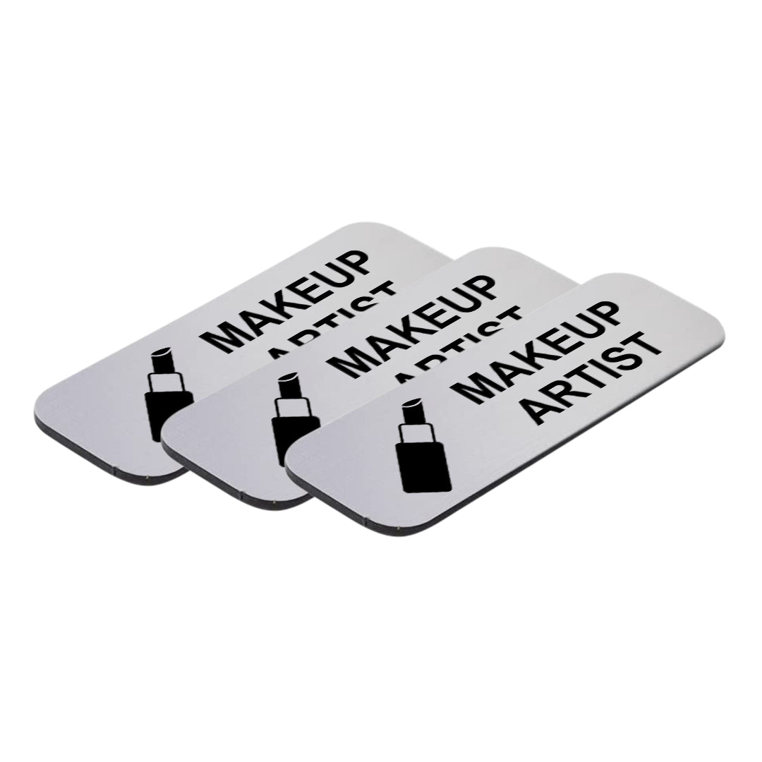 Makeup Artist 1 x 3" Name Tag/Badge, (3 Pack)