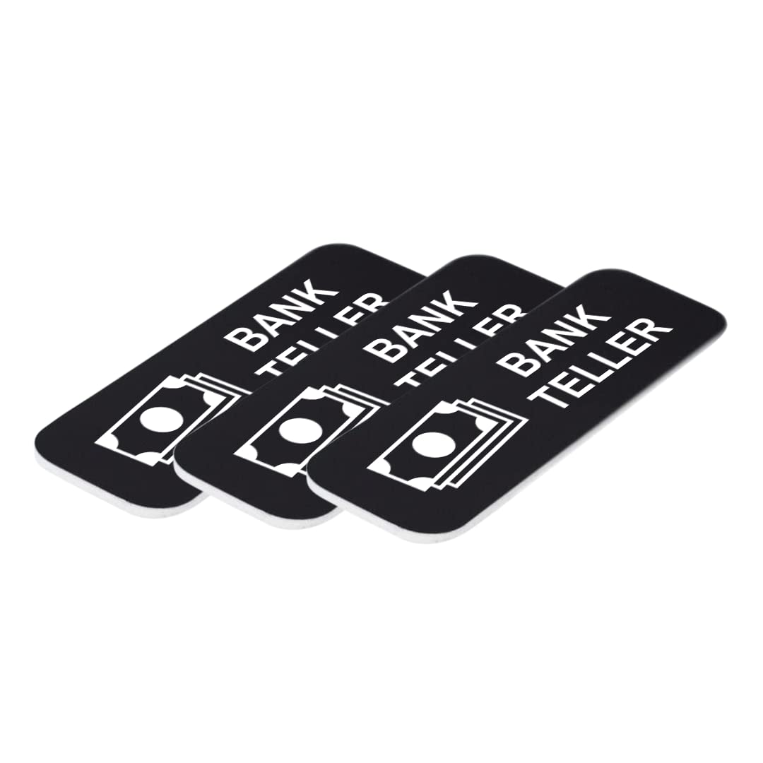 Bank Teller 1 x 3" Name Tag/Badge, (3 Pack)