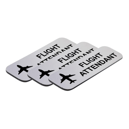 Flight Attendant 1 x 3" Name Tag/Badge, (3 Pack)