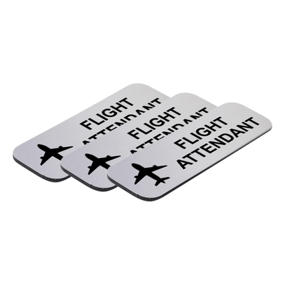 Flight Attendant 1 x 3" Name Tag/Badge, (3 Pack)