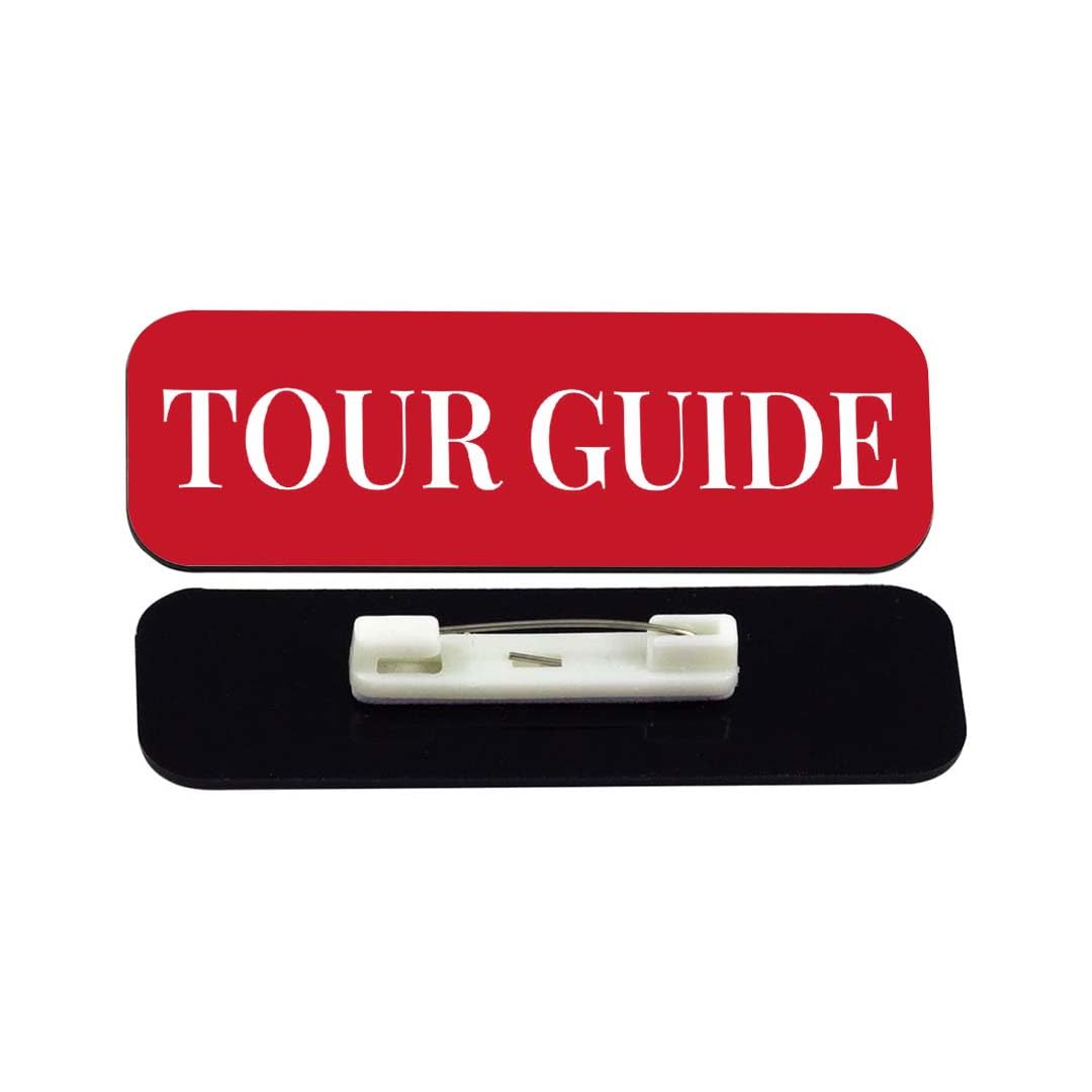 Tour Guide 1 x 3" Rounded Corner Name Badge | Stock Name Badges