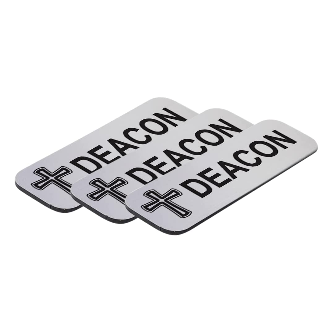 Deacon, Cross Design, 1 x 3" Name Tag/Badge, (3 Pack)