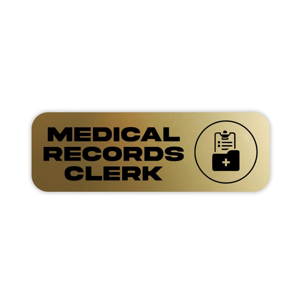 Medical Records Clerk 1 x 3" Rounded Corner Name Badge | Medical Facilities