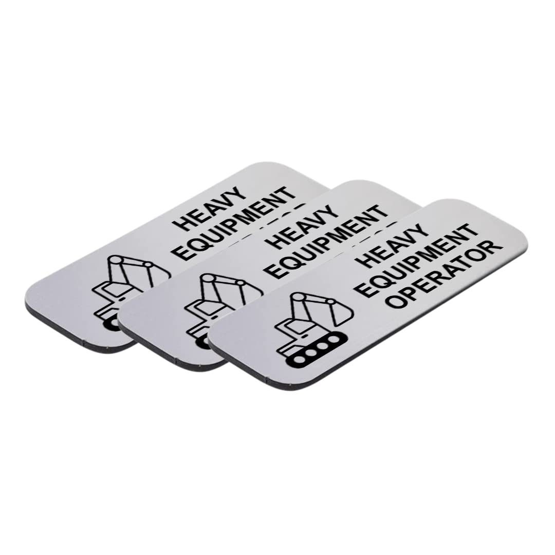 Heavy Equipment Operator 1" x 3" Name Tag/Badge, (3 Pack)