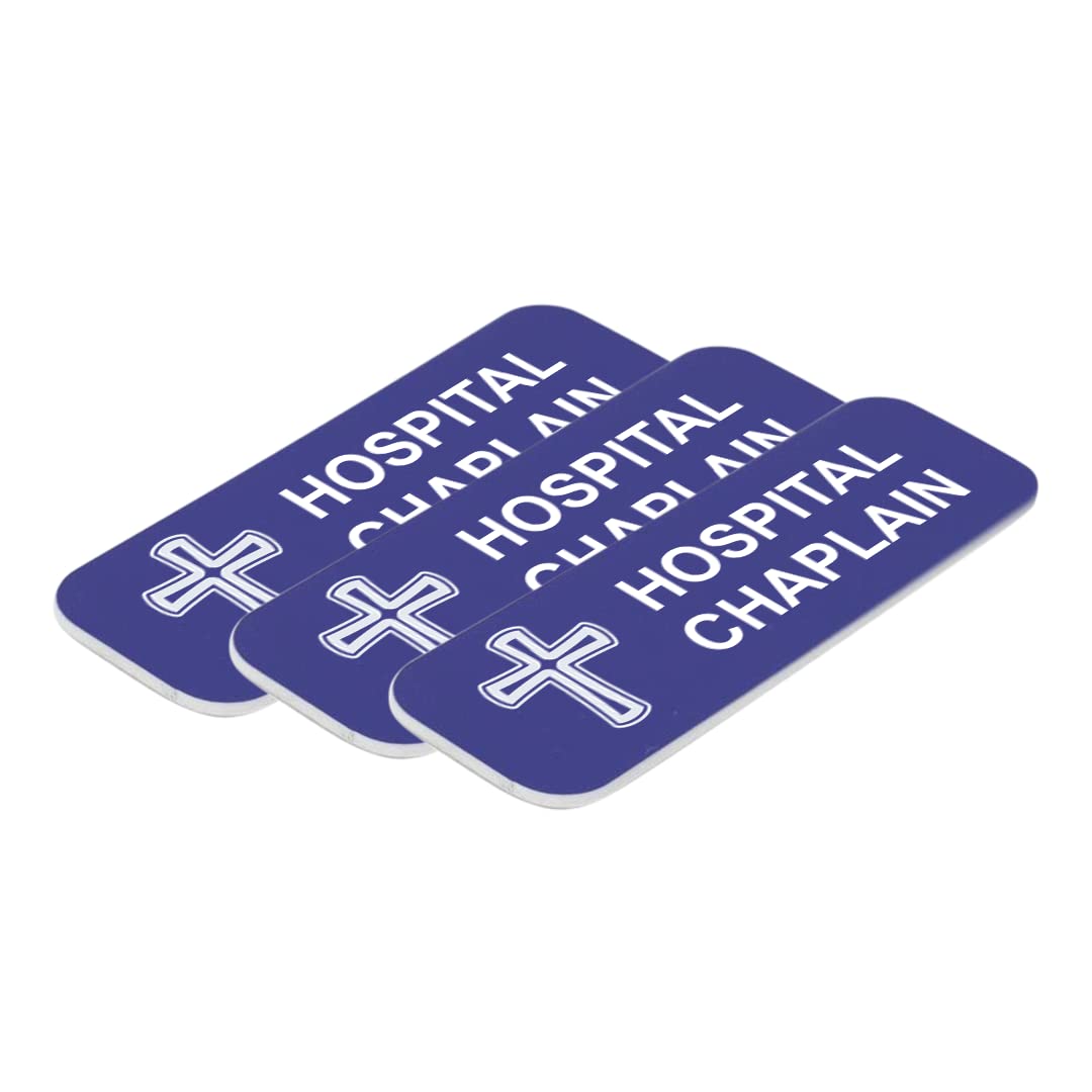 Hospital Chaplain 1 x 3" Name Tag/Badge, (3 Pack)