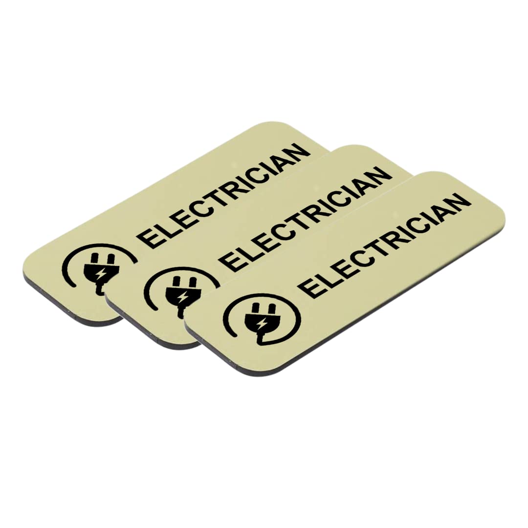 Electrician 1" x 3" Name Tag/Badge, (3 Pack)