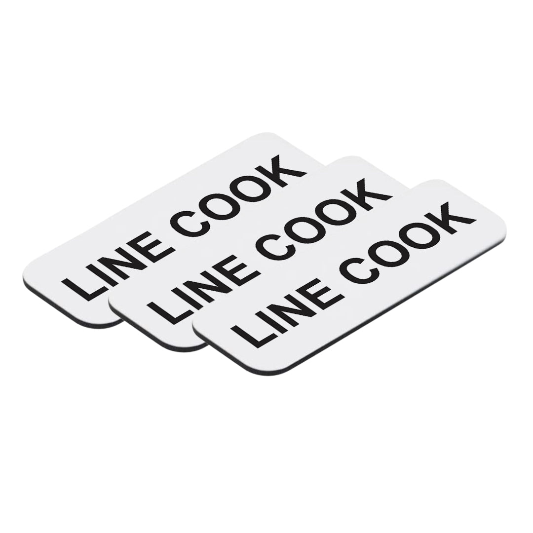 Line Cook 1 x 3" Name Tag/Badge, (3 Pack)