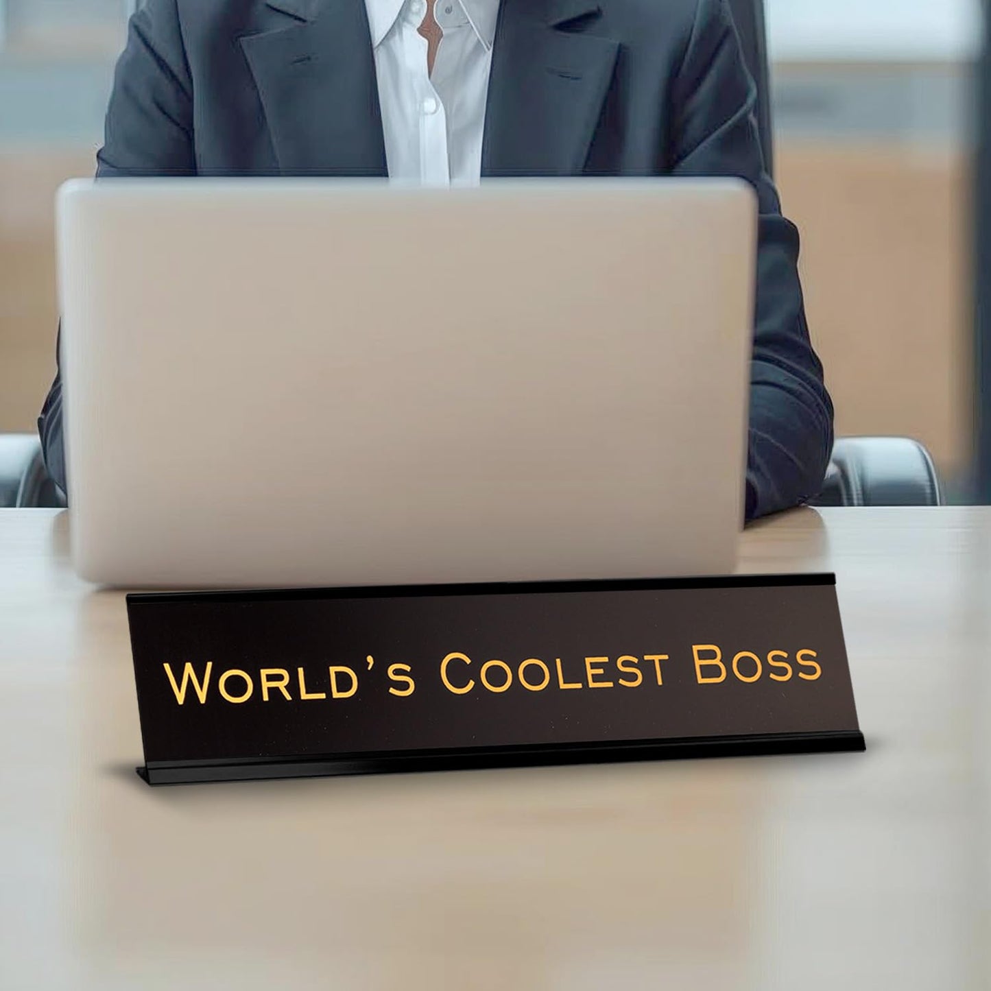 World's Coolest Boss 2"x10" Novelty Nameplate Desk Sign