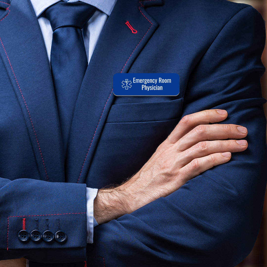 Emergency Room Physician 1 x 3" Rounded Corner Name Badge | Medical Specialism Badges