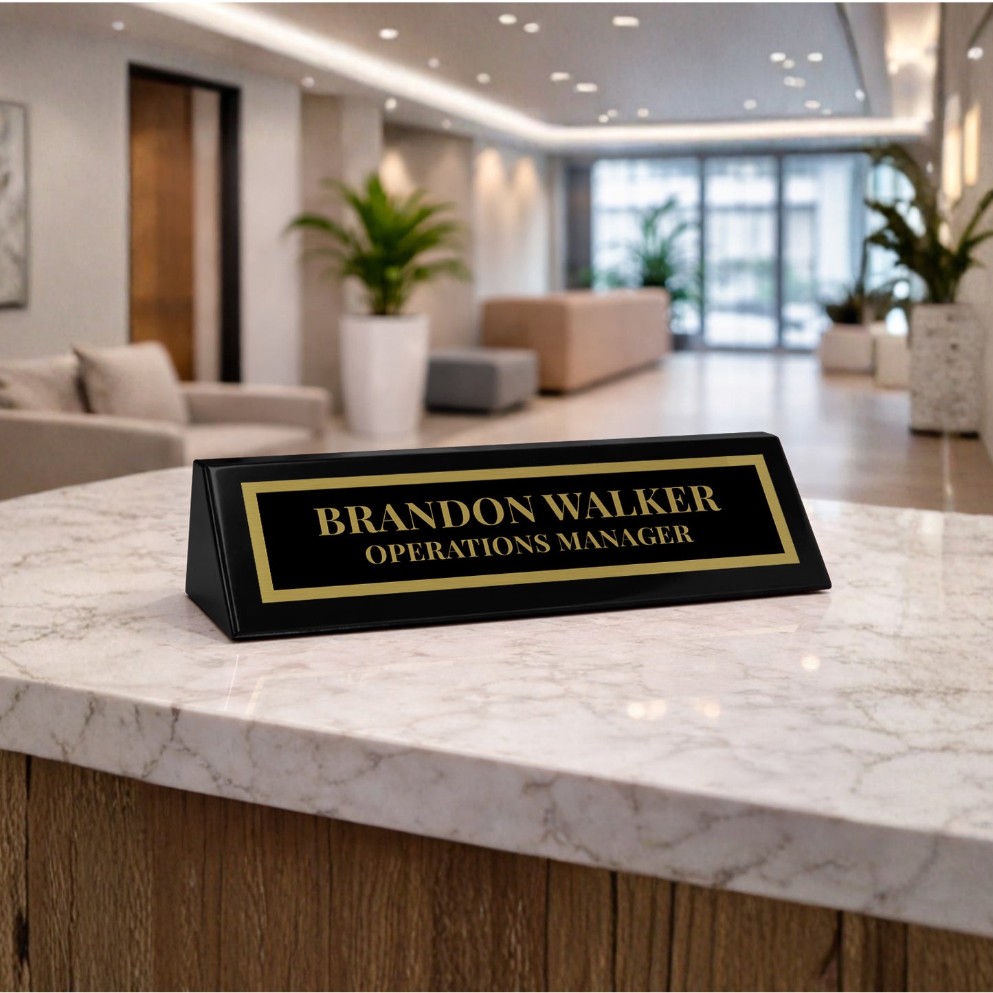 Black Piano Finish Desk Name Plate