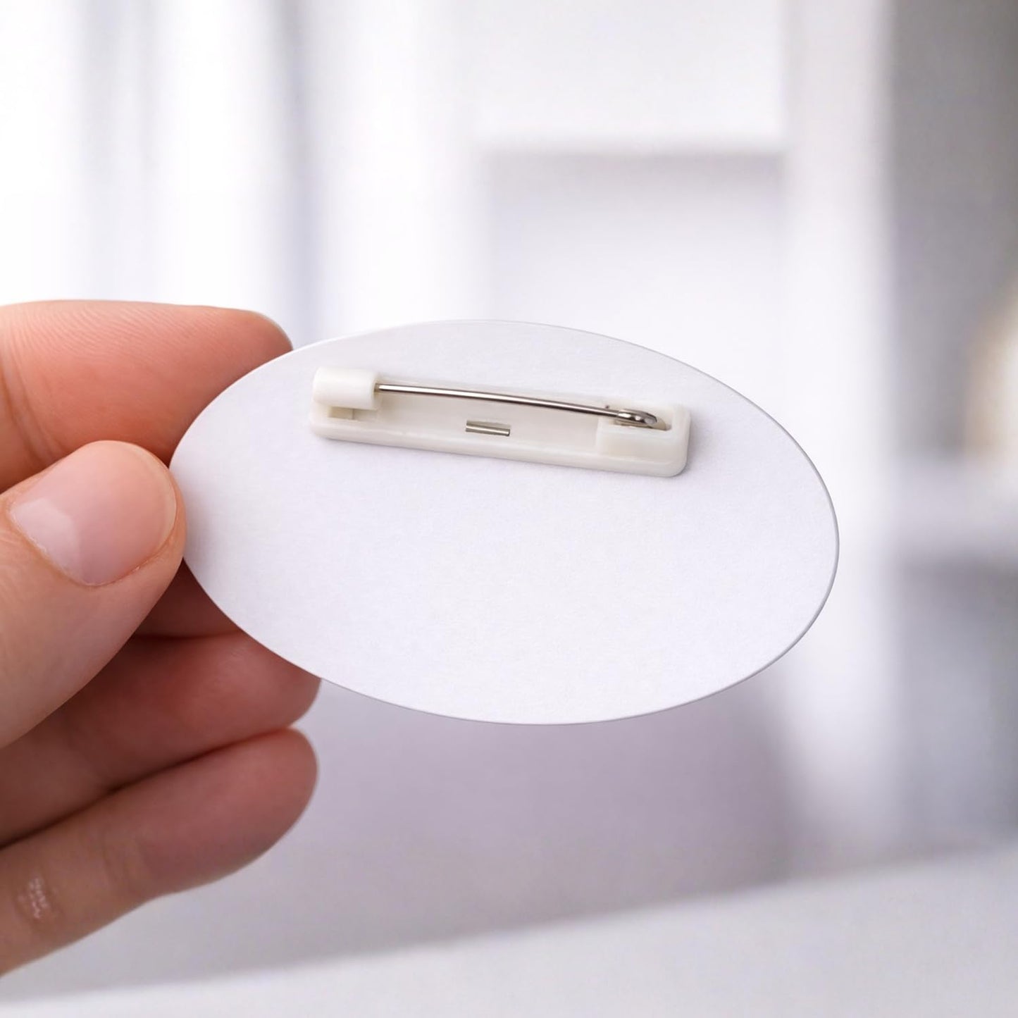 20 White Safety Pin Bar w/ Adhesive ID Badge Crafts