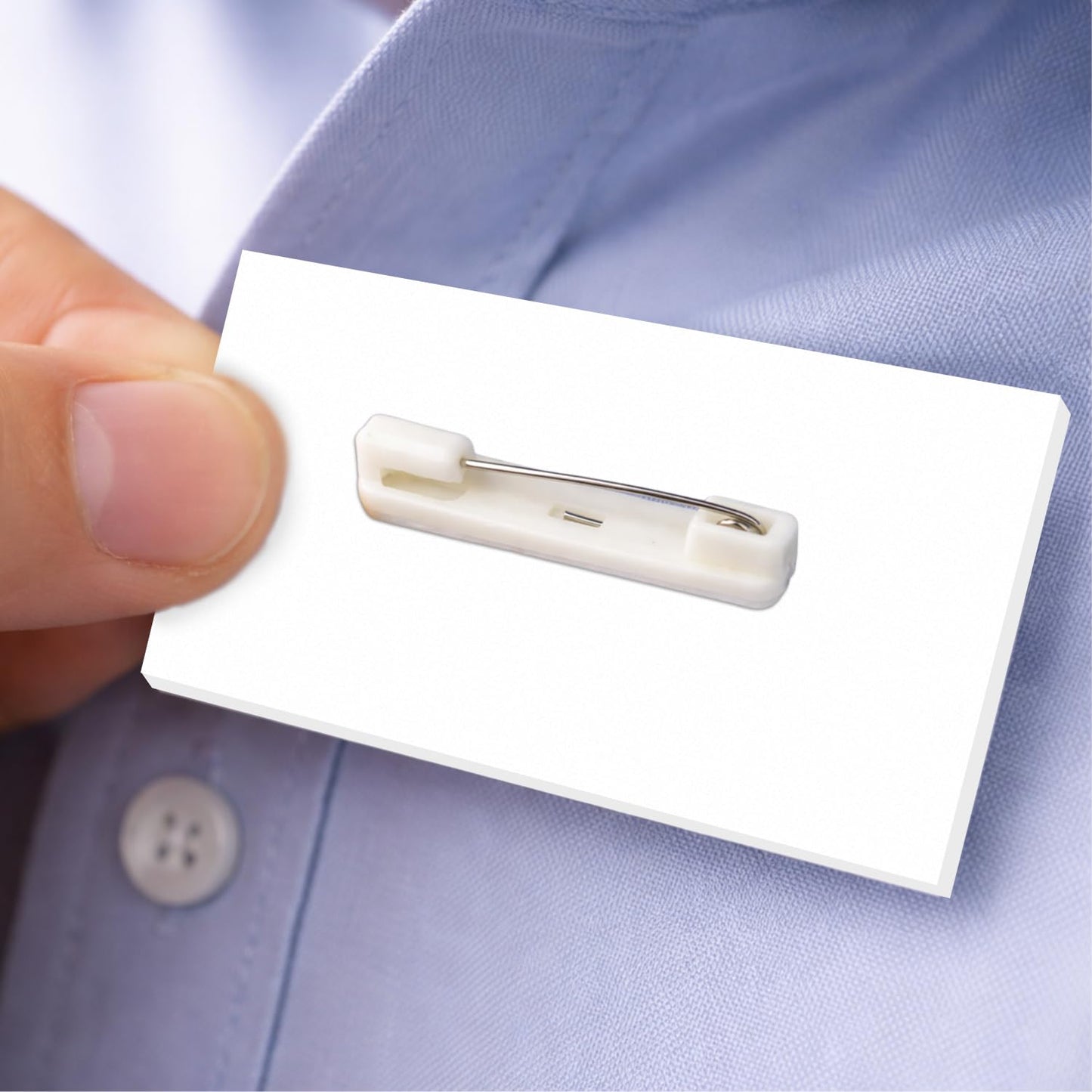 20 White Safety Pin Bar w/ Adhesive ID Badge Crafts
