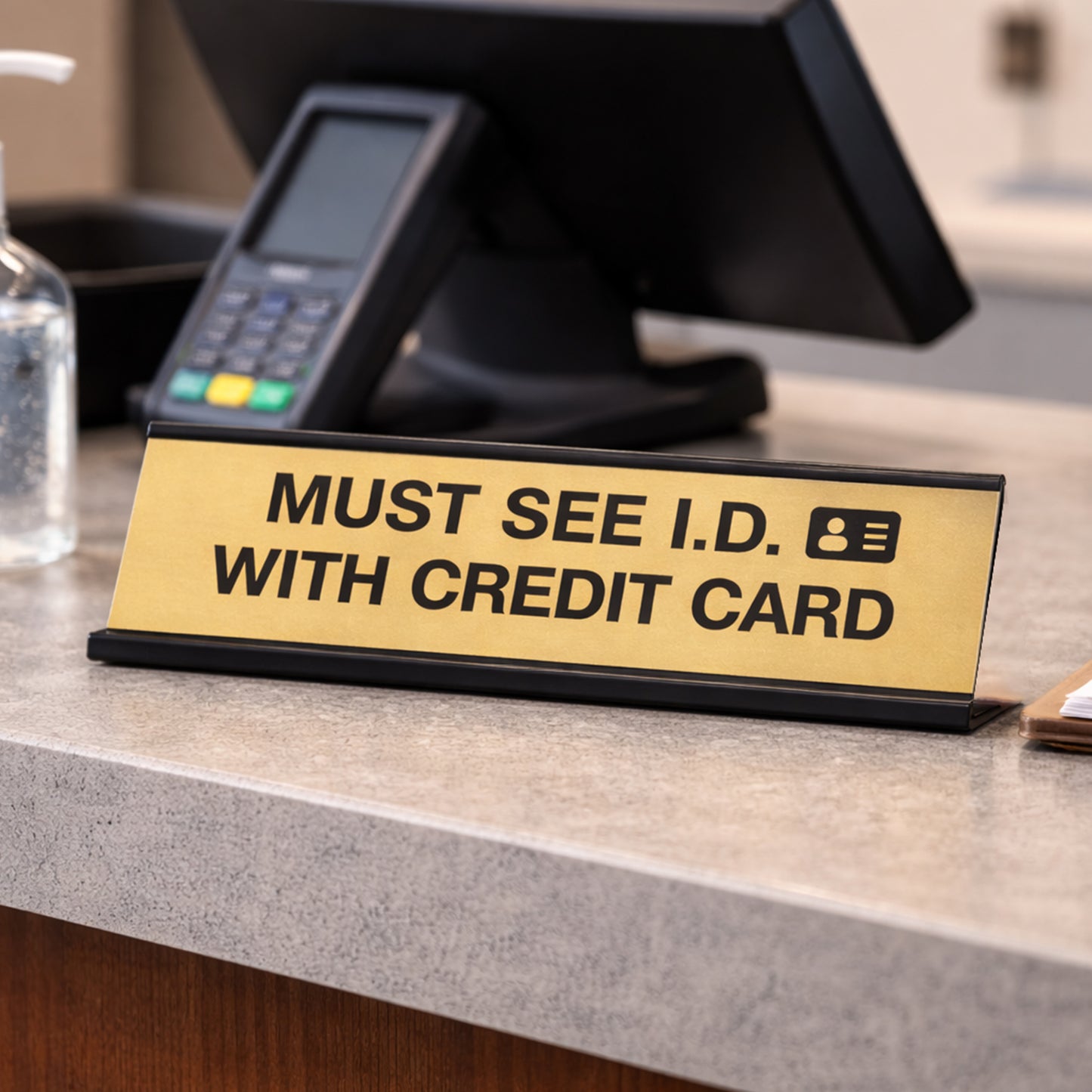 Signs ByLITA Must See ID With Credit Card Black Frame Desk Sign (2x8")