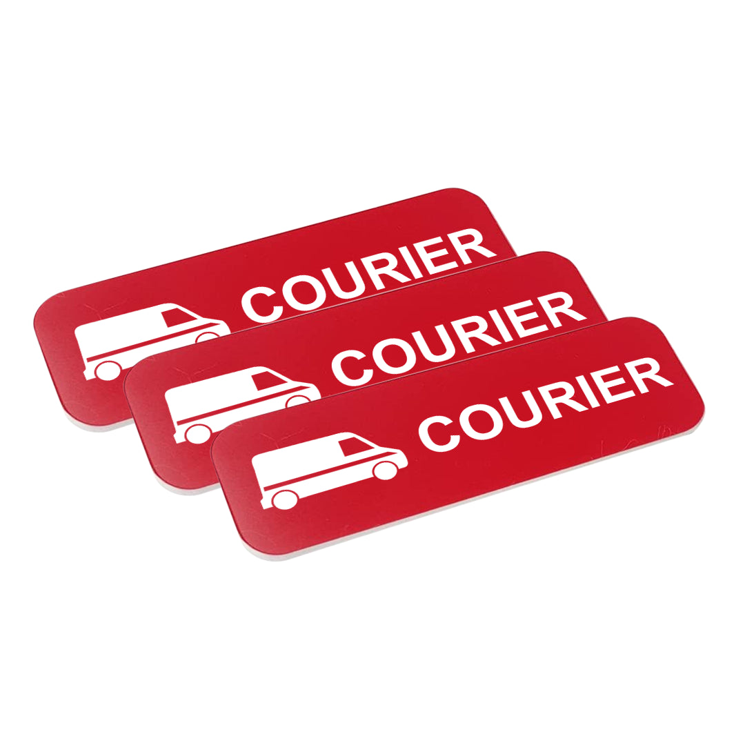 Courier (Van Design) 1 x 3" Name Tag/Badge, (3 Pack)