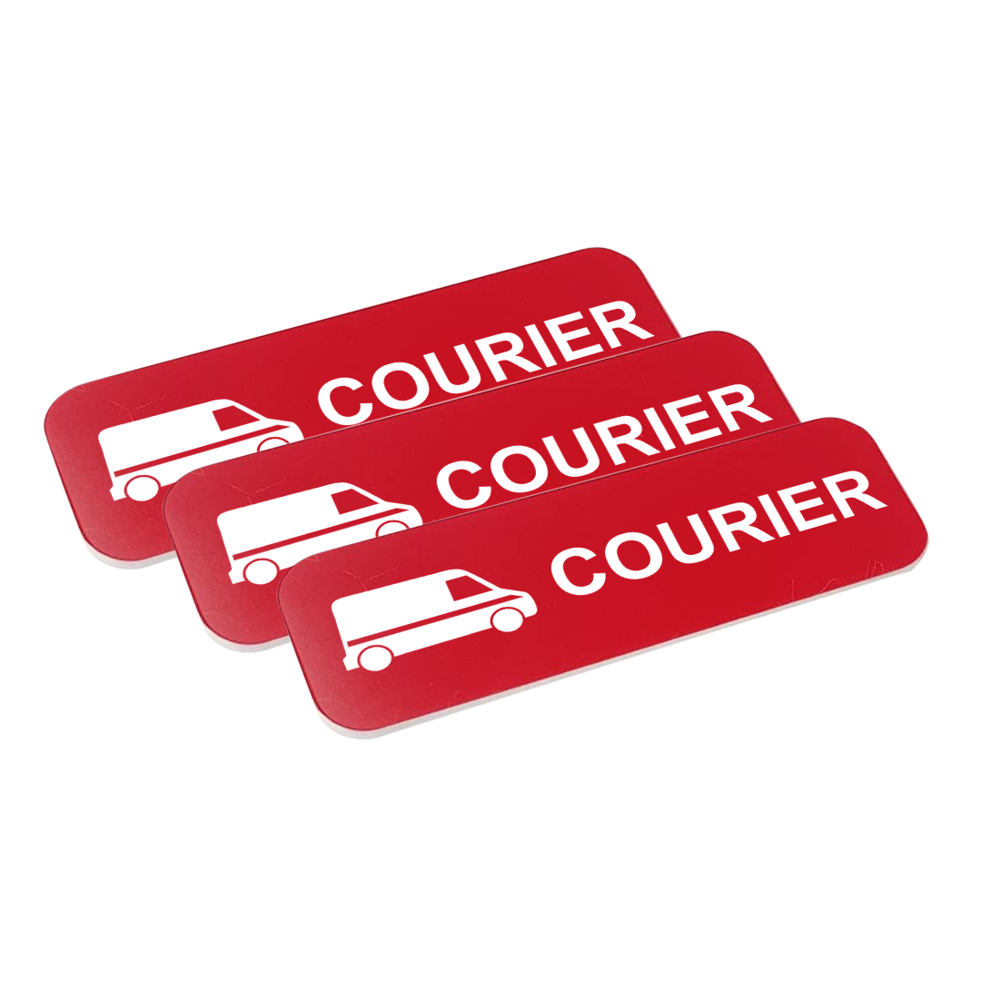 Courier (Van Design) 1 x 3" Name Tag/Badge, (3 Pack)