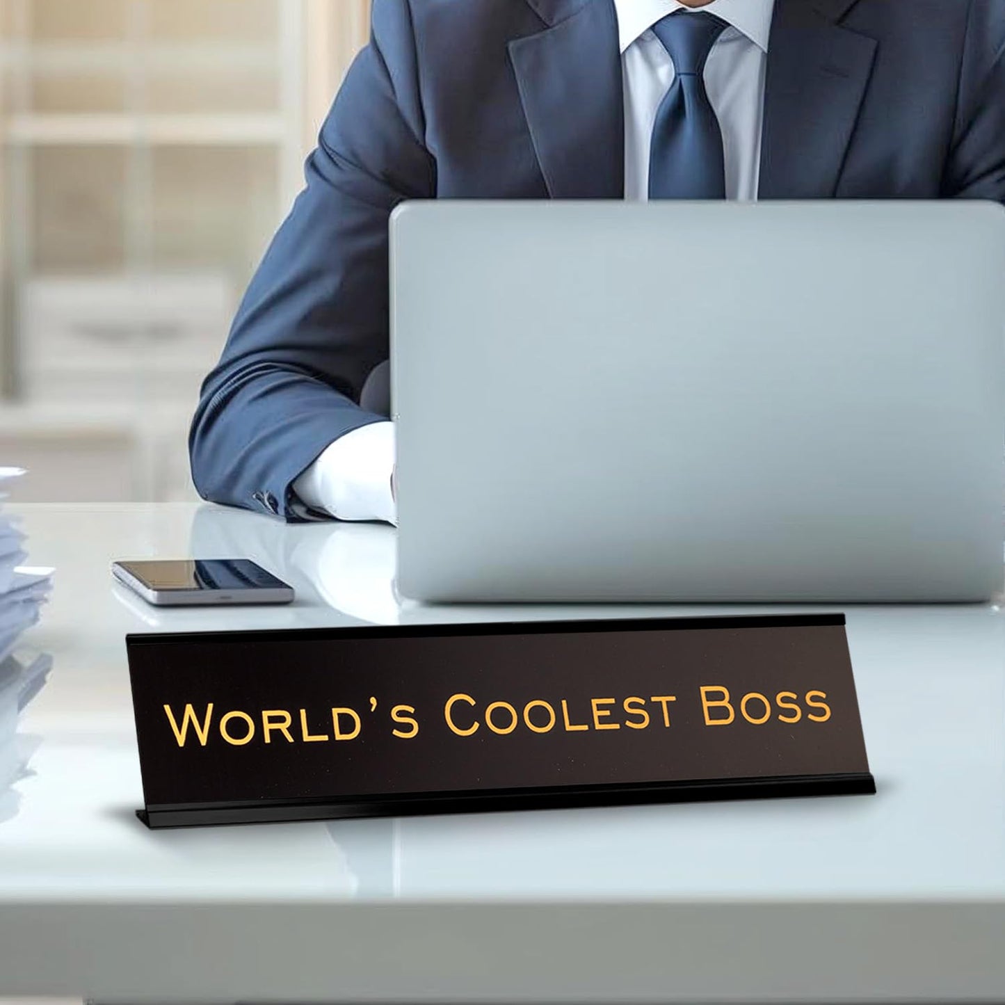 World's Coolest Boss 2"x10" Novelty Nameplate Desk Sign