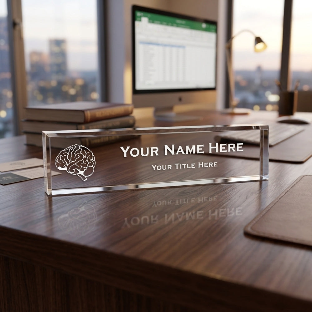 Intelligent Brain Themed, Personalized Acrylic Desk Sign (2 x 10")
