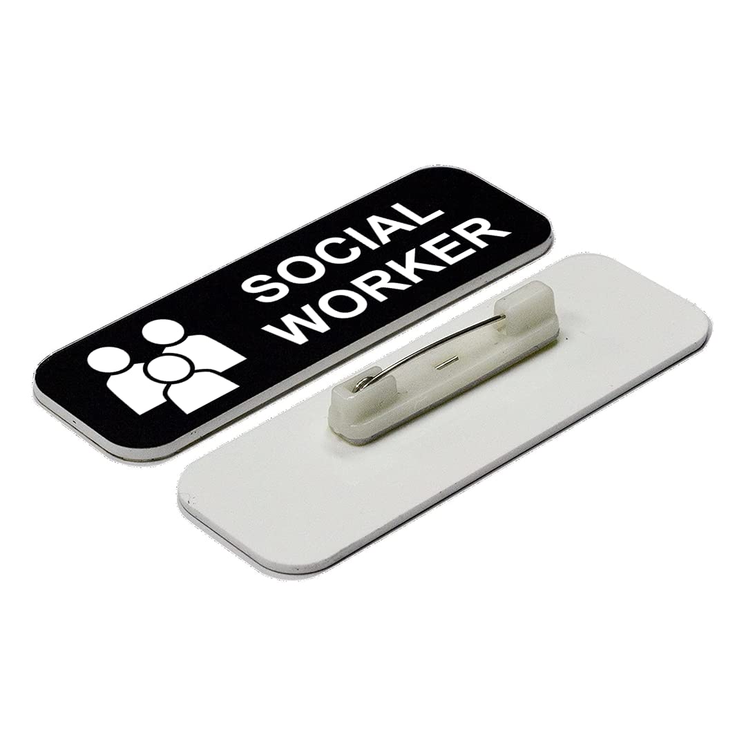 Social Worker 1 x 3" Name Tag/Badge, (3 Pack)