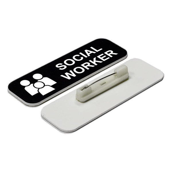 Social Worker 1 x 3" Name Tag/Badge, (3 Pack)