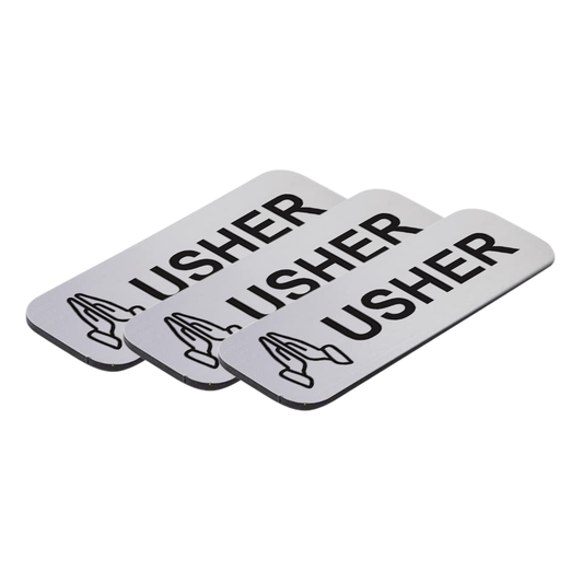 Usher 1 x 3" Name Tag/Badge, Praying Hands - Name Tag Badge
