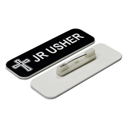 Jr Usher 1 x 3" Name Tag/Badge, Cross Design (3 Pack)