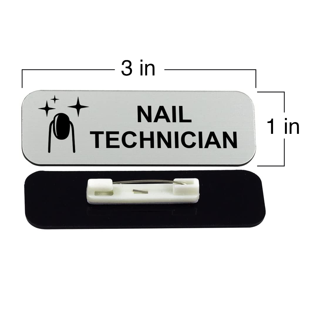 Nail Technician 1 x 3" Name Tag/Badge, (3 Pack)