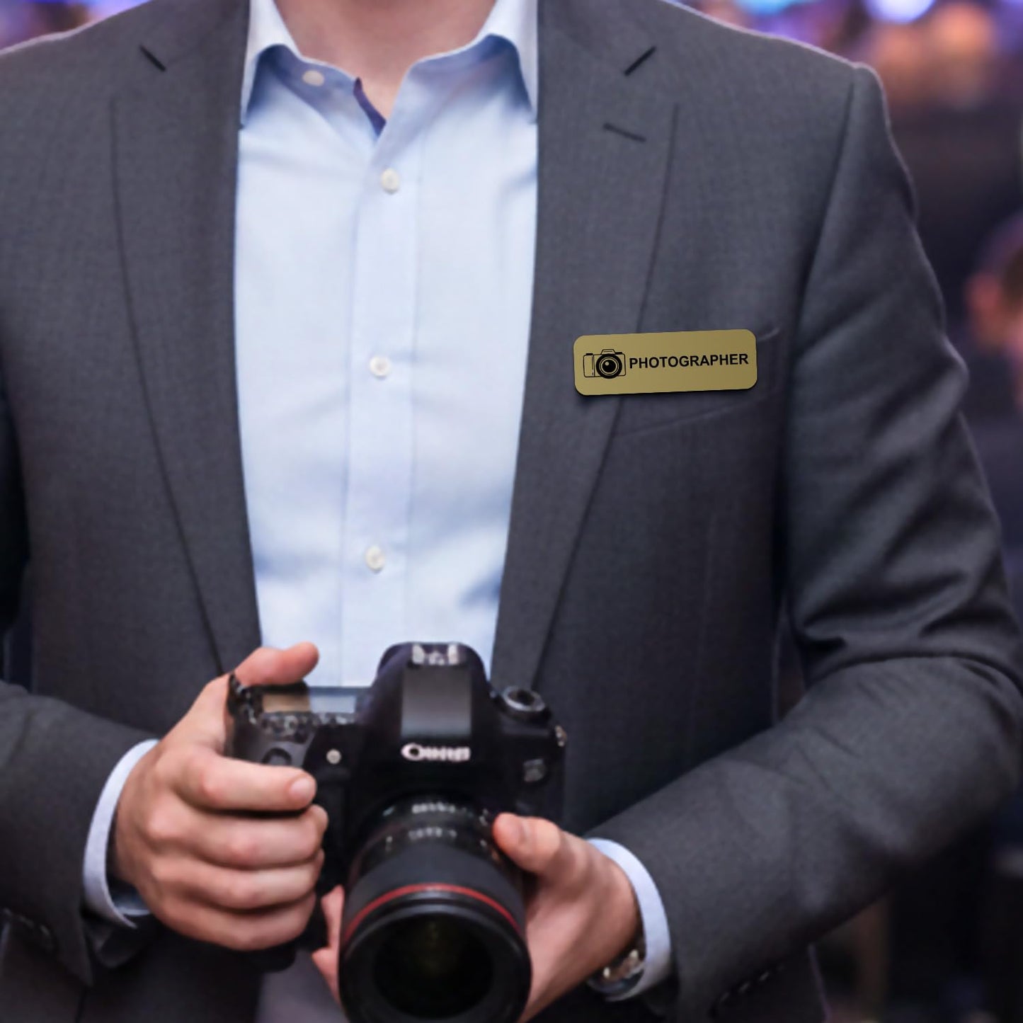 Photographer 1" x 3" Name Tag/Badge, (3 Pack)