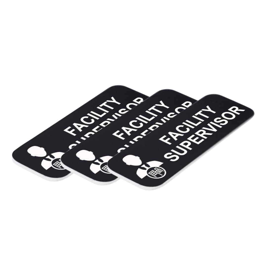 Signs ByLITA Facility Supervisor 1 x 3" Name Tag/Badge, (3 Pack)