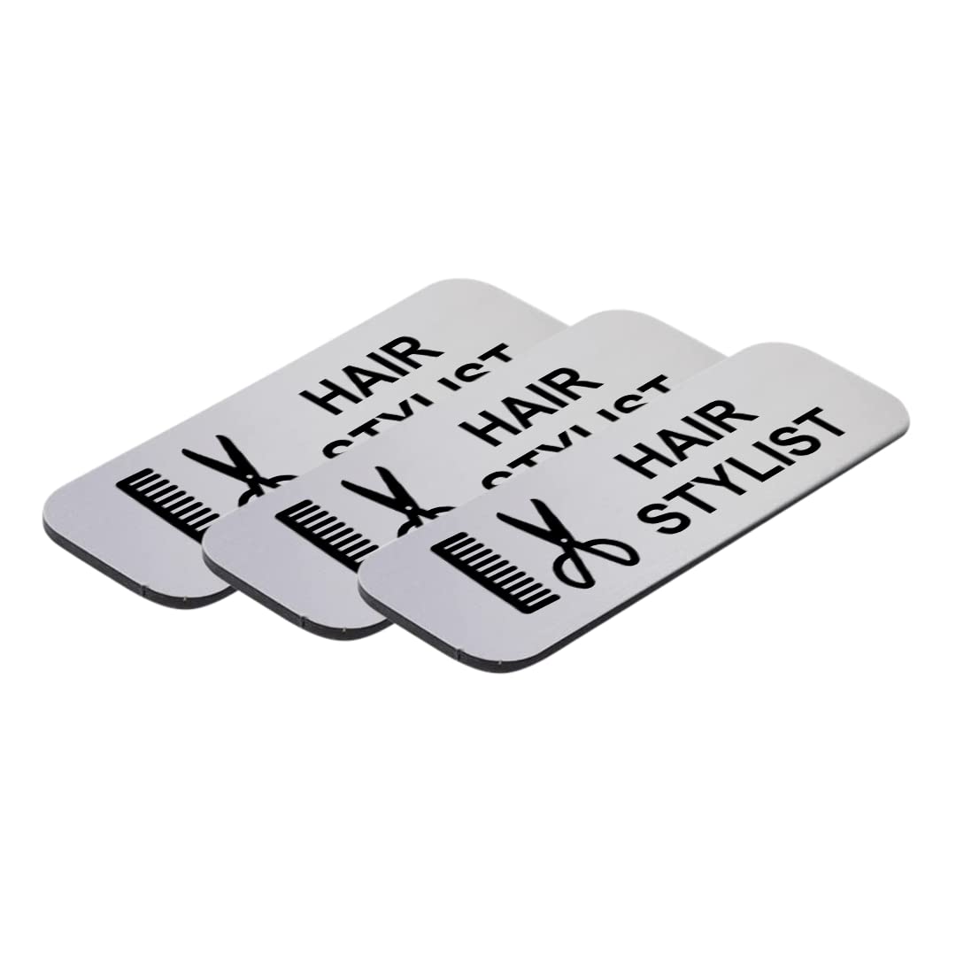 Hair Stylist 1 x 3" Name Tag/Badge, (3 Pack)
