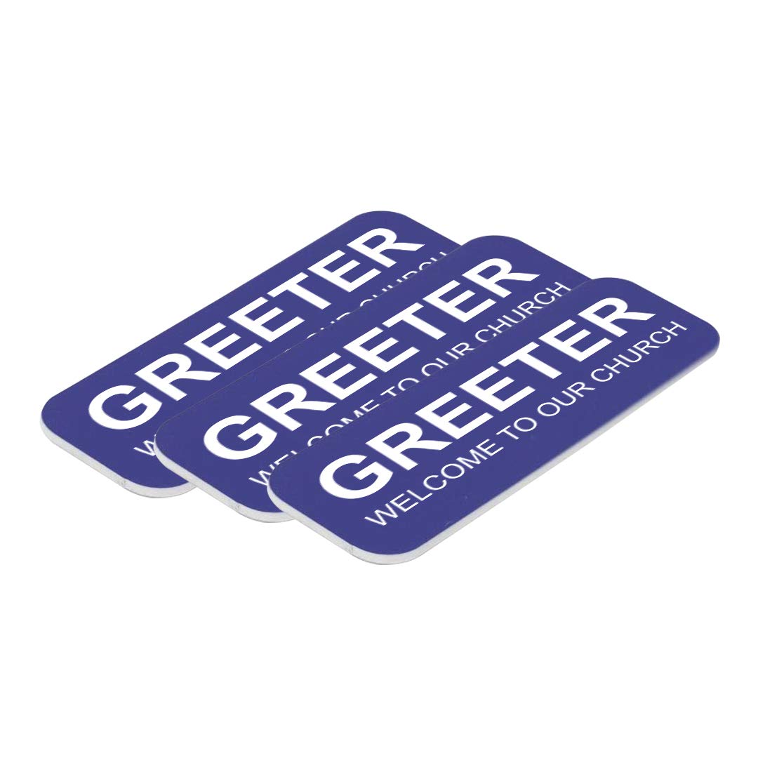 Greeter Welcome To Our Church 1 x 3" Name Tag (3 Pack)