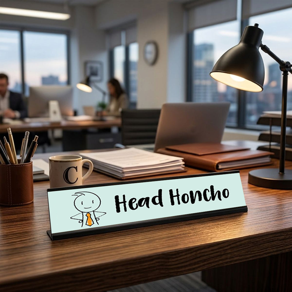 Head Honcho, Stick People Desk Sign, Novelty Nameplate (2 x 8")