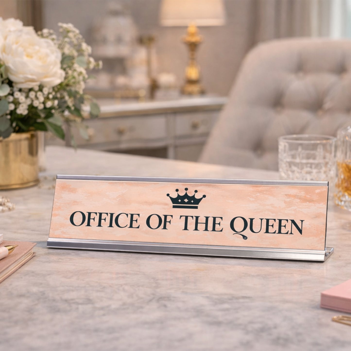 Office of the Queen, Classy Design, Novelty Nameplate Desk Sign (2 x 8")