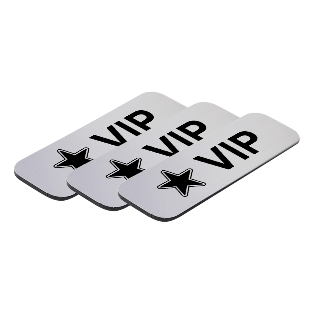 VIP (Star) 1 x 3" Name Tag/Badge, (3 Pack)