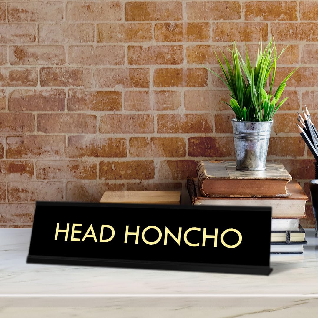 Head Honcho - Black Desk Sign Name Plate for Boss | (2 x 8")
