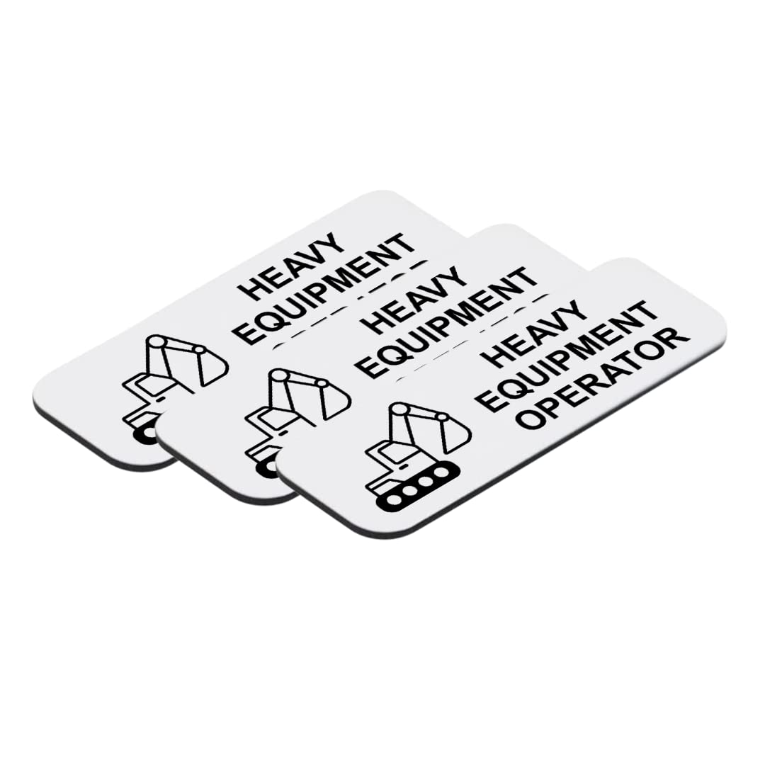 Heavy Equipment Operator 1" x 3" Name Tag/Badge, (3 Pack)