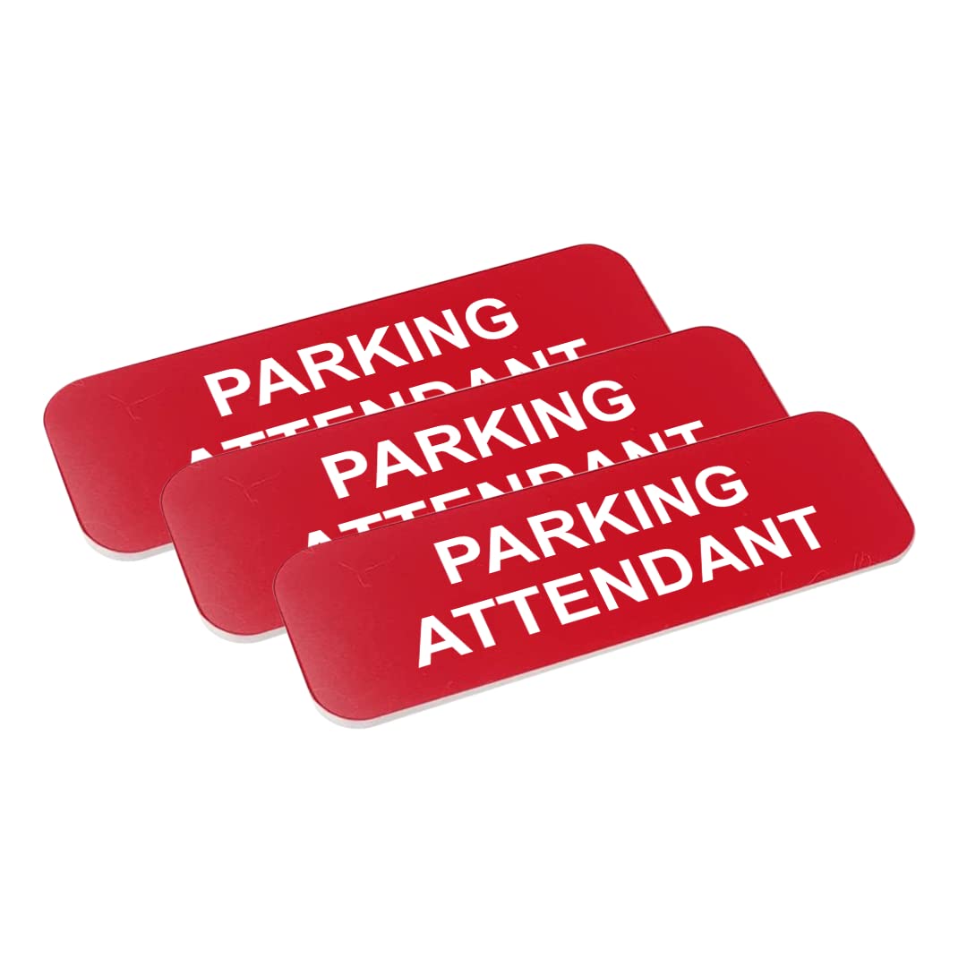 Parking Attendant 1 x 3" Name Tag/Badge, (3 Pack)
