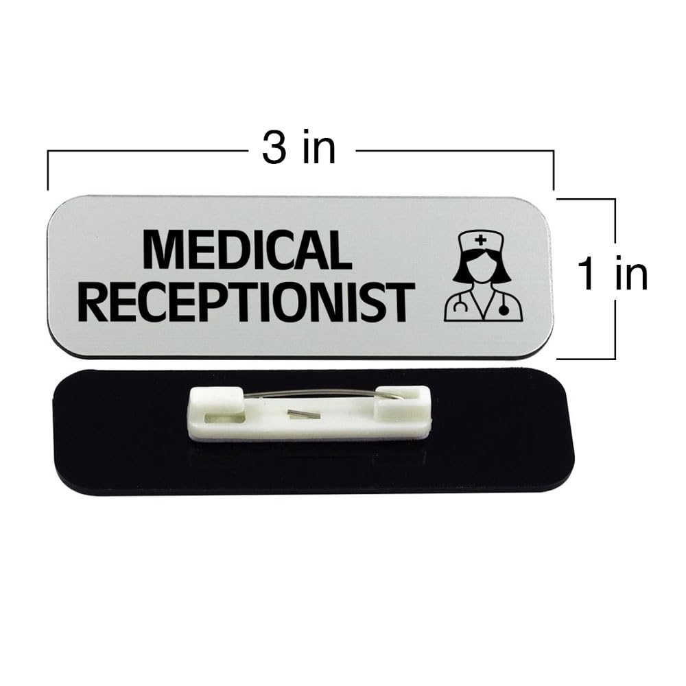 Medical Receptionist 1 x 3" Rounded Corner Name Badge | Medical Facilities