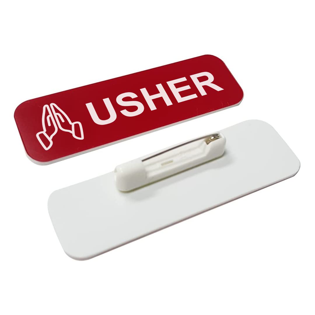 Usher 1 x 3" Name Tag/Badge, Praying Hands (3 Pack)