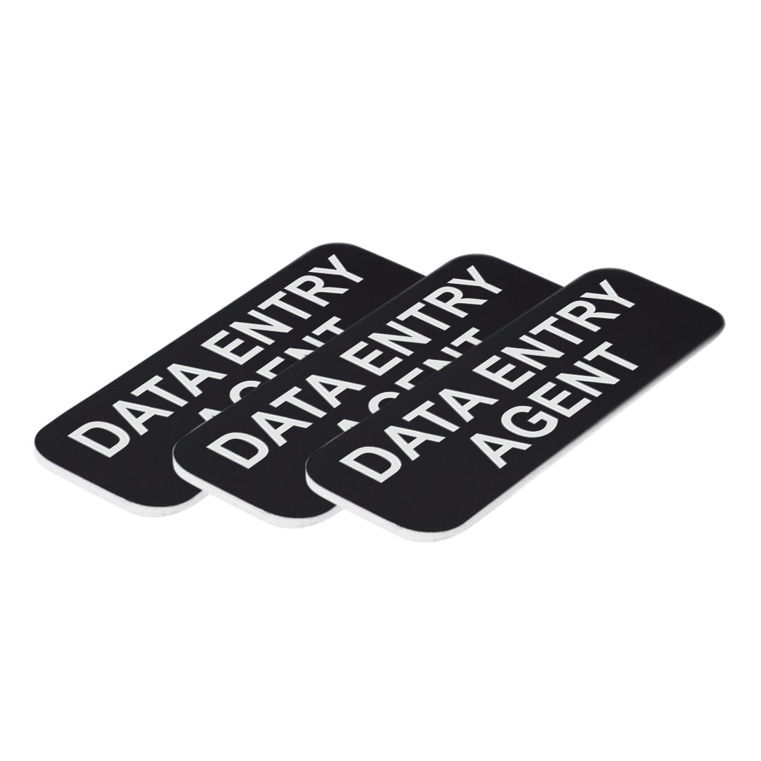 Data Entry Agent 1 x 3" Name Tag/Badge, (3 Pack)