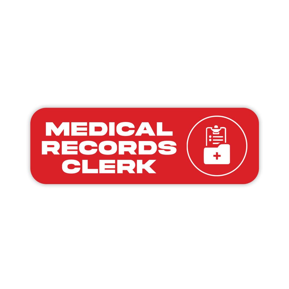 Medical Records Clerk 1 x 3" Rounded Corner Name Badge | Medical Facilities